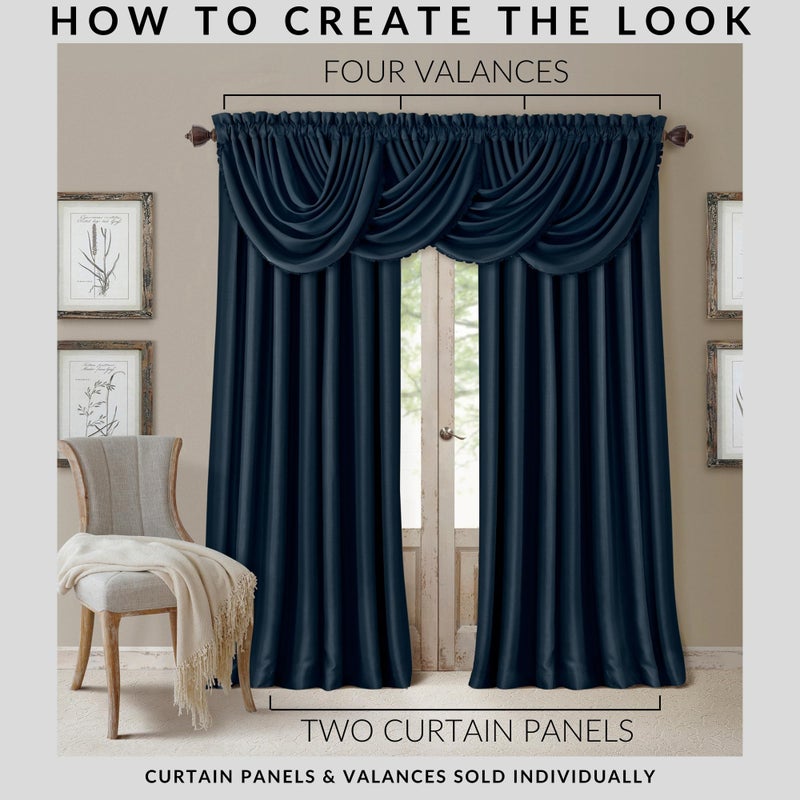 Elrene Home Fashions All Seasons Energy Efficient Room Darkening Rod Pocket Window Panel, 52" x 95" (1), Navy - Image 3